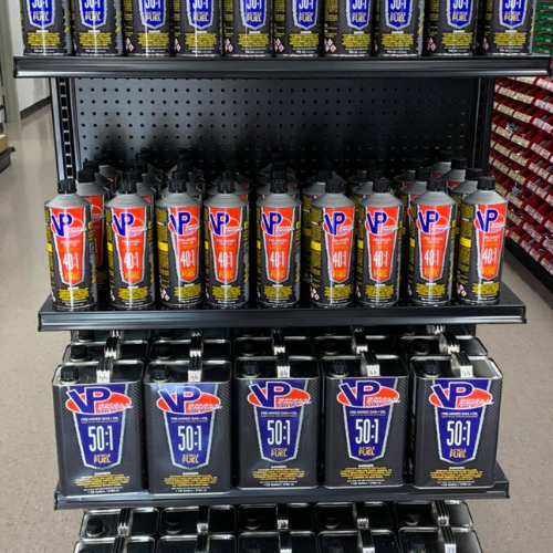 Fuel and VP supplies on display inside of Blakeney Hardware.