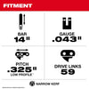 Milwaukee 14 .325 LOW PROFILE™ Pitch, .043 Gauge Saw Chain