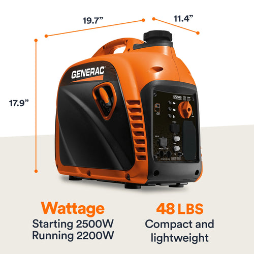 Generac Portable Inverter Generator, 2500i | With COsense 49ST